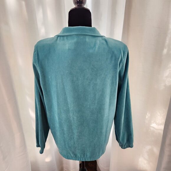 Koret Womens Embroidered Faux Suede Jacket Size S Teal Floral Granny Core - Picture 7 of 13